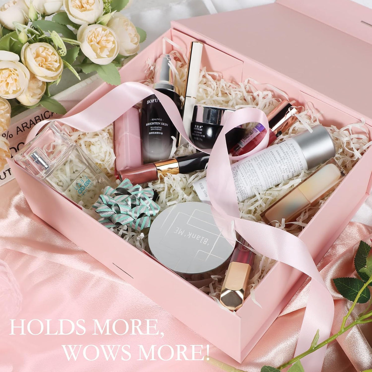 LFBOX Pink Gift Box with Ribbon Magnetic Lids 5 Pack
