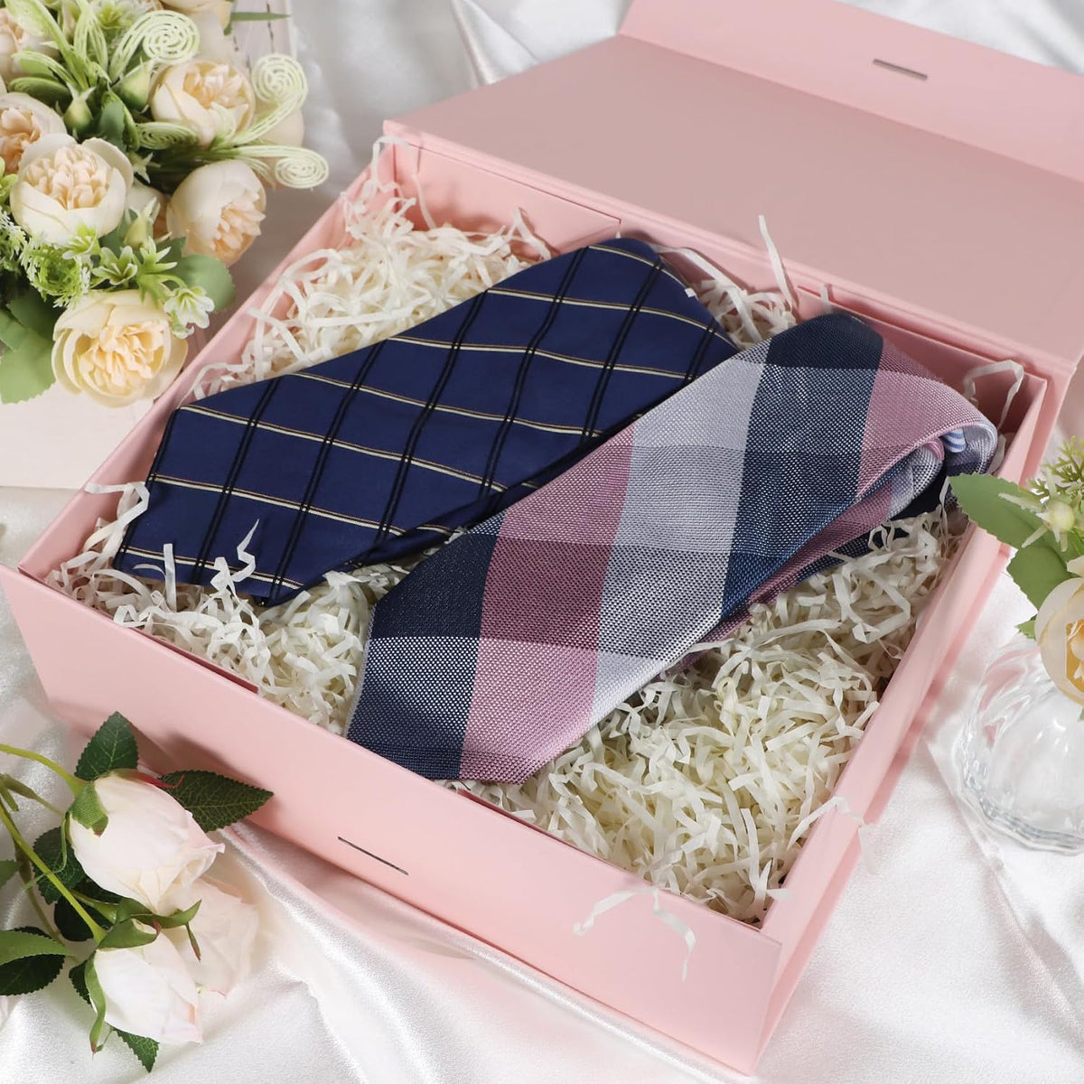 LFBOX Pink Gift Box with Ribbon Magnetic Lids 5 Pack