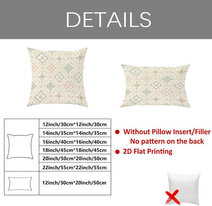 Flower Throw Pillow Covers Set of 2, Modern Bohemian Diamond Leaf Spring Pastel Peach with Hidden Zipper Cushion Covers Pillow for Living Room Bedroom Loft Office Car Decor 18x18 Inch
