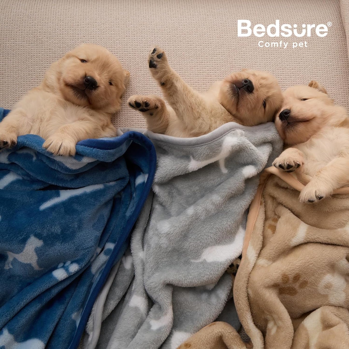 Bedsure 3-Pack Dog Blanket, Ultra-Soft Flannel Fleece Puppy Blanket with Cute Dog Prints, Machine Washable Pet Blanket for Indoor Crate Bed & Travel, Pet Throw Blanket for Small Doggy Kitten, 23x16