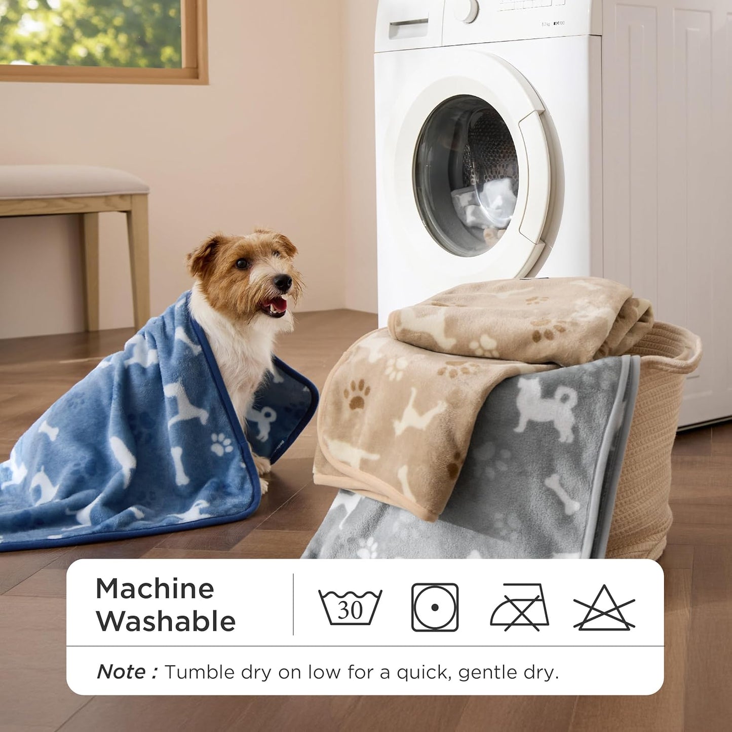 Bedsure 3-Pack Dog Blanket, Ultra-Soft Flannel Fleece Puppy Blanket with Cute Dog Prints, Machine Washable Pet Blanket for Indoor Crate Bed & Travel, Pet Throw Blanket for Small Doggy Kitten, 23x16