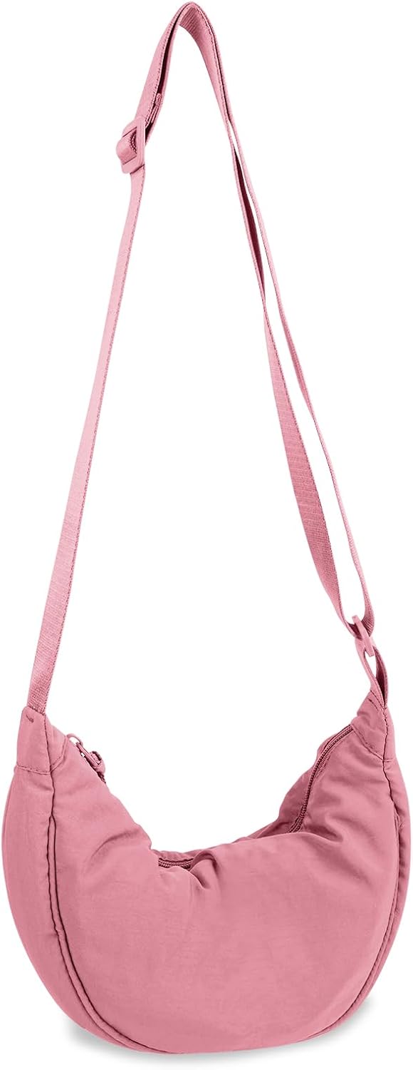 Nylon Crescent Crossbody Bag for Women Purses Trendy Men,Small Travel Sling Bag Hobo