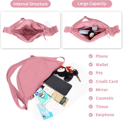 Nylon Crescent Crossbody Bag for Women Purses Trendy Men,Small Travel Sling Bag Hobo