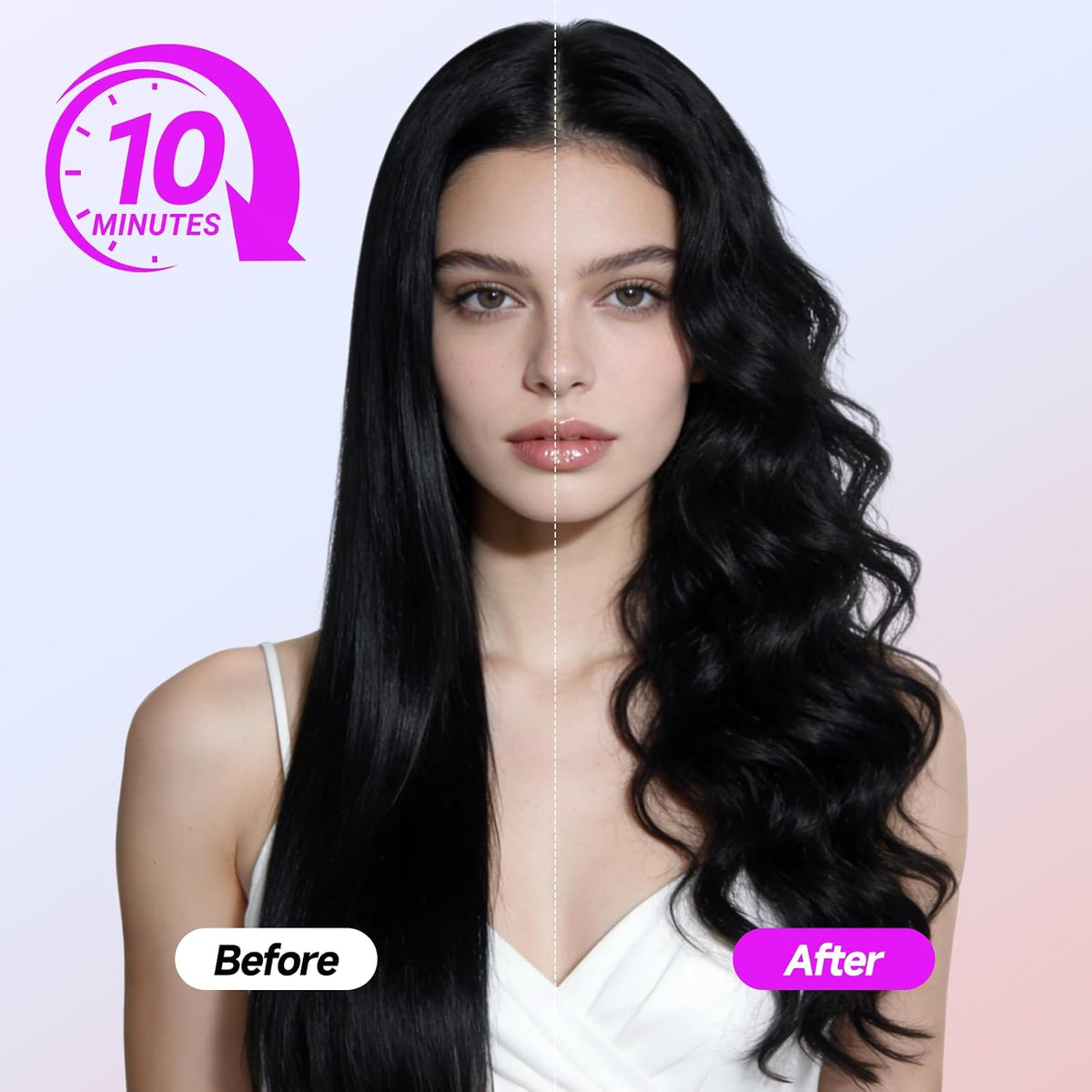 Automatic Curling Iron, 4 Temp, 1.25" Rotating Curling Wand for Beach Waves &Loose Curls, Ionic Ceramic Barrel, Anti-Scald&Tangle, Dual Voltage, Pink