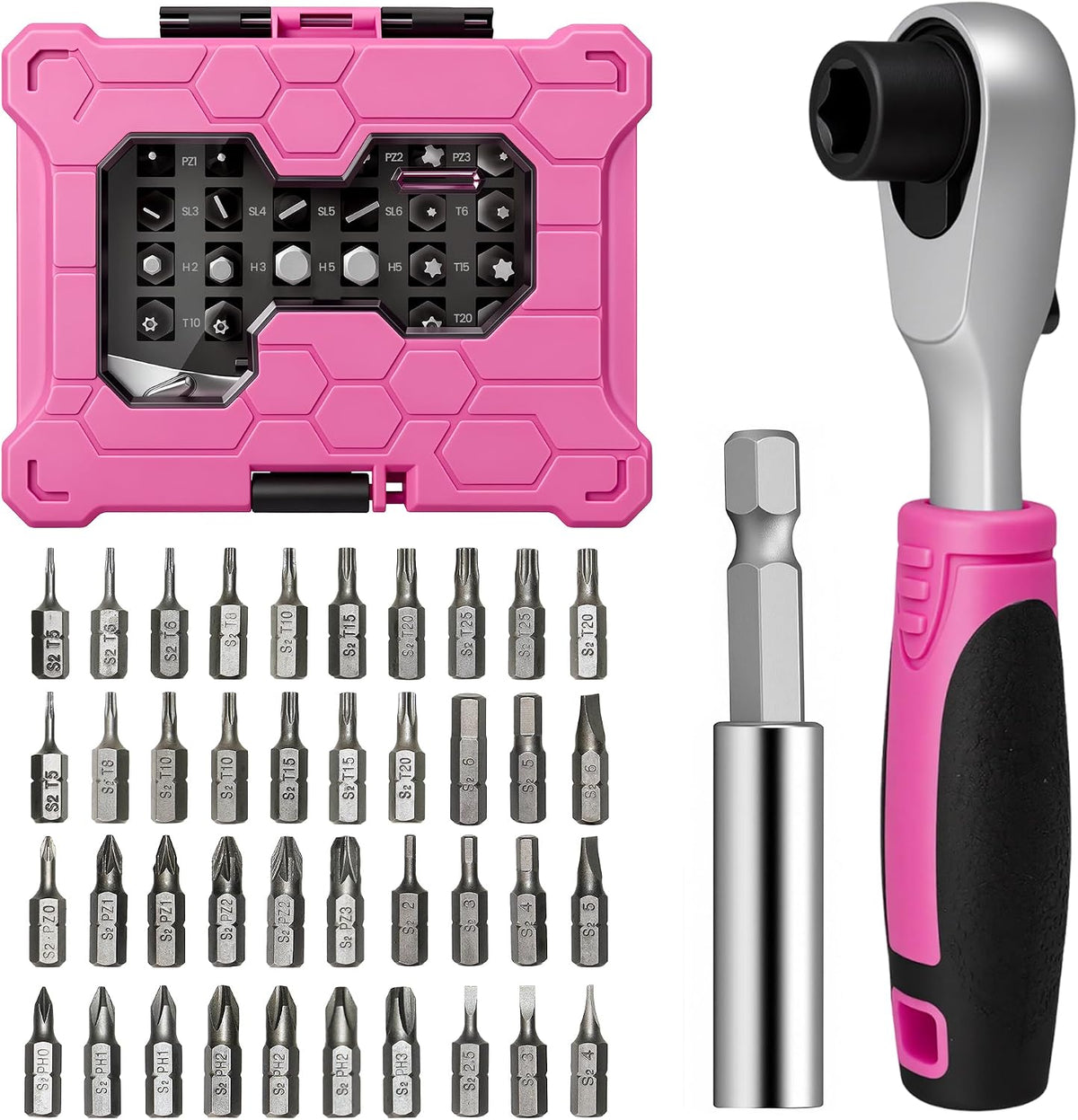Mini Ratchet Screwdriver Set for Bike Repairs Pink 42pcs Tool Kit for Women