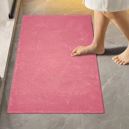 Plain Pink Solid Color Bathroom Rugs, Non Slip Dry Quickly Bath Mat, Absorbent Soft Bath Rugs for Bathroom, Toilet and Shower Floor