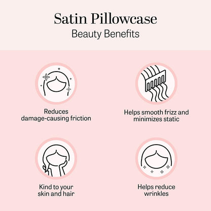 Essentials Satin Sheets Full Size Bed Set, 6 Piece, Blush