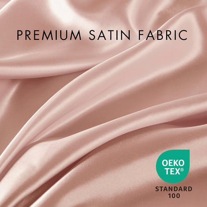 Essentials Satin Sheets Full Size Bed Set, 6 Piece, Blush