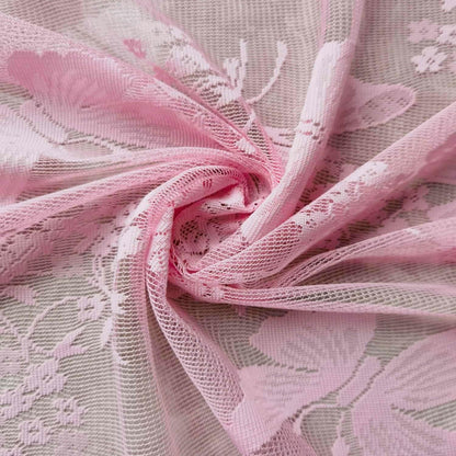 Pink Lace Kitchen Sheer Swag Curtain Valance for Bathroom Cafe Curtain