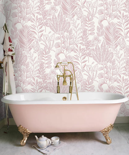 17.3''x197'' Peel and Stick Wallpaper Pink Leaf Floral Wall Paper Self Adhesive Removable Waterproof Contact Paper for Bedroom Bathroom Living Room Decor