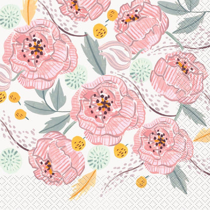 Elegant Painted Floral Luncheon Napkins (Pack of 16) - Perfect for Weddings & Special Occasions