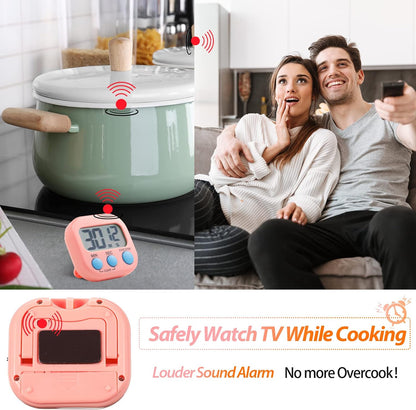 24 Pcs Digital Kitchen Timer Magnetic Timer Bulk On/Off Switch Minute Second Count up Countdown Loud Alarm for Exercise Cook Baking (Pink,Orange)