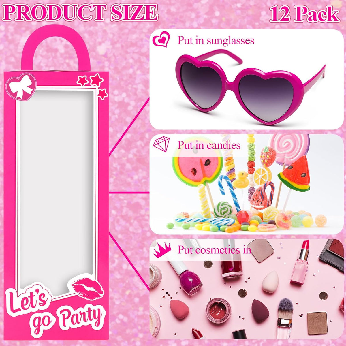 CrazyJan 12PCS Pink Girls Party Favor Boxes Pink Doll Gift Boxes Hot Pink Bachelorette Birthday Party Decoration Candy Favors Boxes for Girls Birthday Party Cowgirl Birthday Bridal Shower Supplies