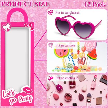 CrazyJan 12PCS Pink Girls Party Favor Boxes Pink Doll Gift Boxes Hot Pink Bachelorette Birthday Party Decoration Candy Favors Boxes for Girls Birthday Party Cowgirl Birthday Bridal Shower Supplies