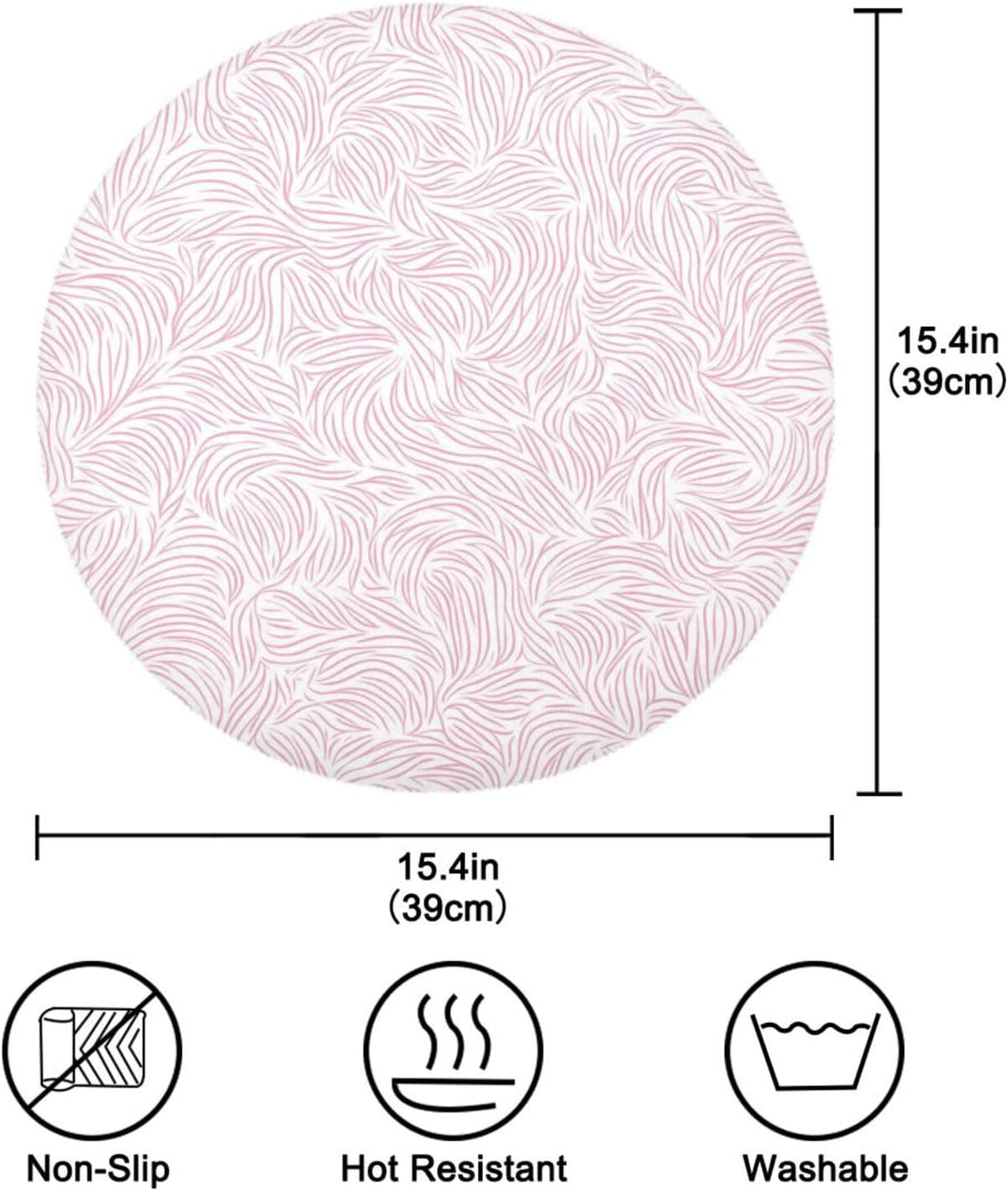 Abstract Peach Pattern Round placemats Outdoor Reversible Quilted placemat Moroccan placemats for Dining Table placemats Waterproof Round placemats Set of 6 Natural 15.4x15.4in