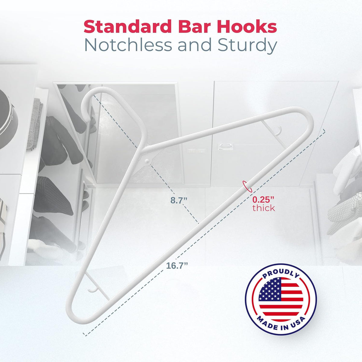 Plastic Hangers 30 Pack – Made in The USA – 6lb Capacity Standard Clothes Hangers with Strap Hooks for Dresses, Lingerie, Shirts, Pants, and Jackets – Pink