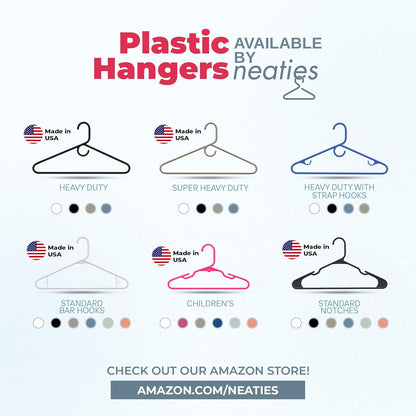 Plastic Hangers 30 Pack – Made in The USA – 6lb Capacity Standard Clothes Hangers with Strap Hooks for Dresses, Lingerie, Shirts, Pants, and Jackets – Pink