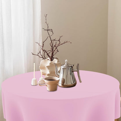 4 Pack Light Pink Tablecloths, 84 Inch Round Disposable Plastic Table Cloths for Birthdays Graduations Restaurants Weddings Picnics Parties