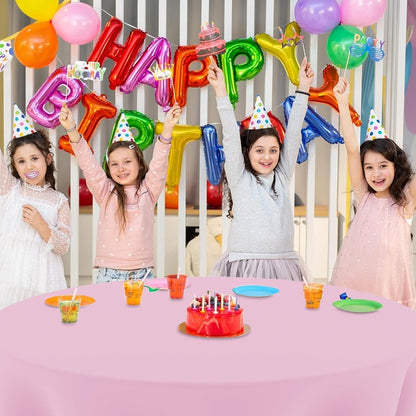 4 Pack Light Pink Tablecloths, 84 Inch Round Disposable Plastic Table Cloths for Birthdays Graduations Restaurants Weddings Picnics Parties