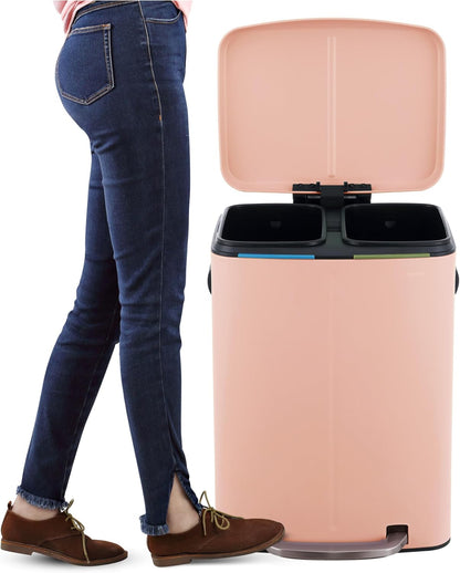Marco 10.6 Gal Double Bucket Step Trash Can, Flamingo Pink