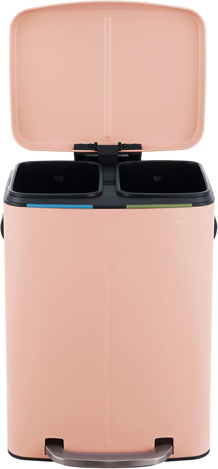 Marco 10.6 Gal Double Bucket Step Trash Can, Flamingo Pink