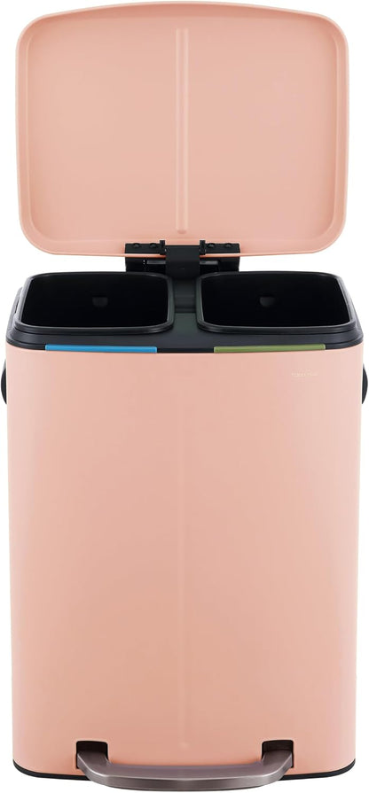 Marco 10.6 Gal Double Bucket Step Trash Can, Flamingo Pink