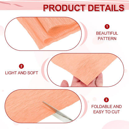 Crepe Paper Rolls 8.2ft Long 4 Inch Wide for Various Large Hanging Party Backdrop DIY Decoration, DIY Supplies, Peach Pack of 2