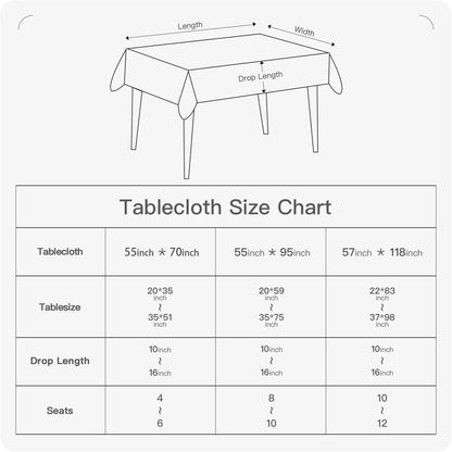 Rectangle Table Cloth Waterproof White 95"x55"