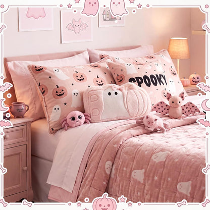 Halloween Pink Ghost Theme Pillow Cute Ghost Spooky Pillow Plush