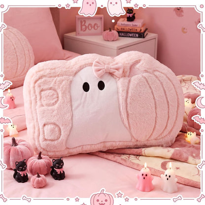 Halloween Pink Ghost Theme Pillow Cute Ghost Spooky Pillow Plush