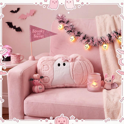 Halloween Pink Ghost Theme Pillow Cute Ghost Spooky Pillow Plush