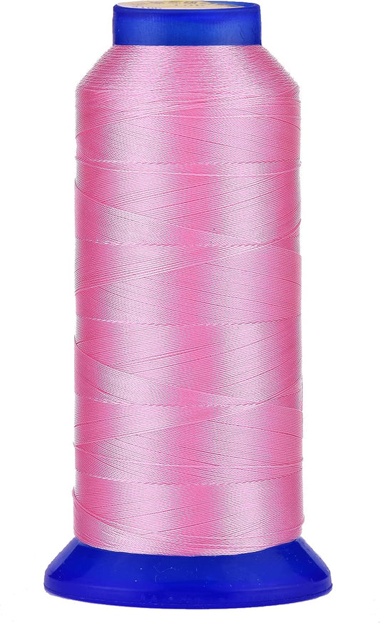 [1500Yards / 36 Colors Available] UV Resistant High Strength Polyester Thread #69 T70 Size 210D/3 for Upholstery, Outdoor Market, Drapery, Beading, Purses, Leather (Pink)