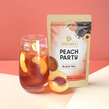 Peach Black Tea (25 Pyramid Bags) | Premium Black Tea with Peach | Floral & Refreshing | Iced or Hot | Caffeinated And Sugar-Free