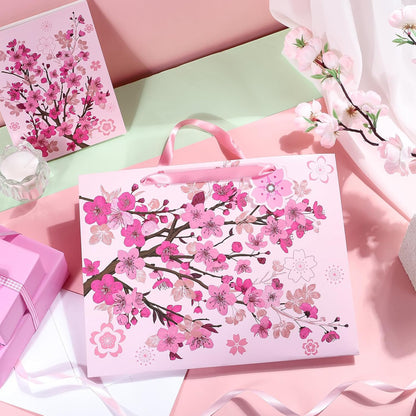 WRAPAHOLIC 13" Large Sakura Gift Bag with Card and Tissue Paper - Cherry Blossom