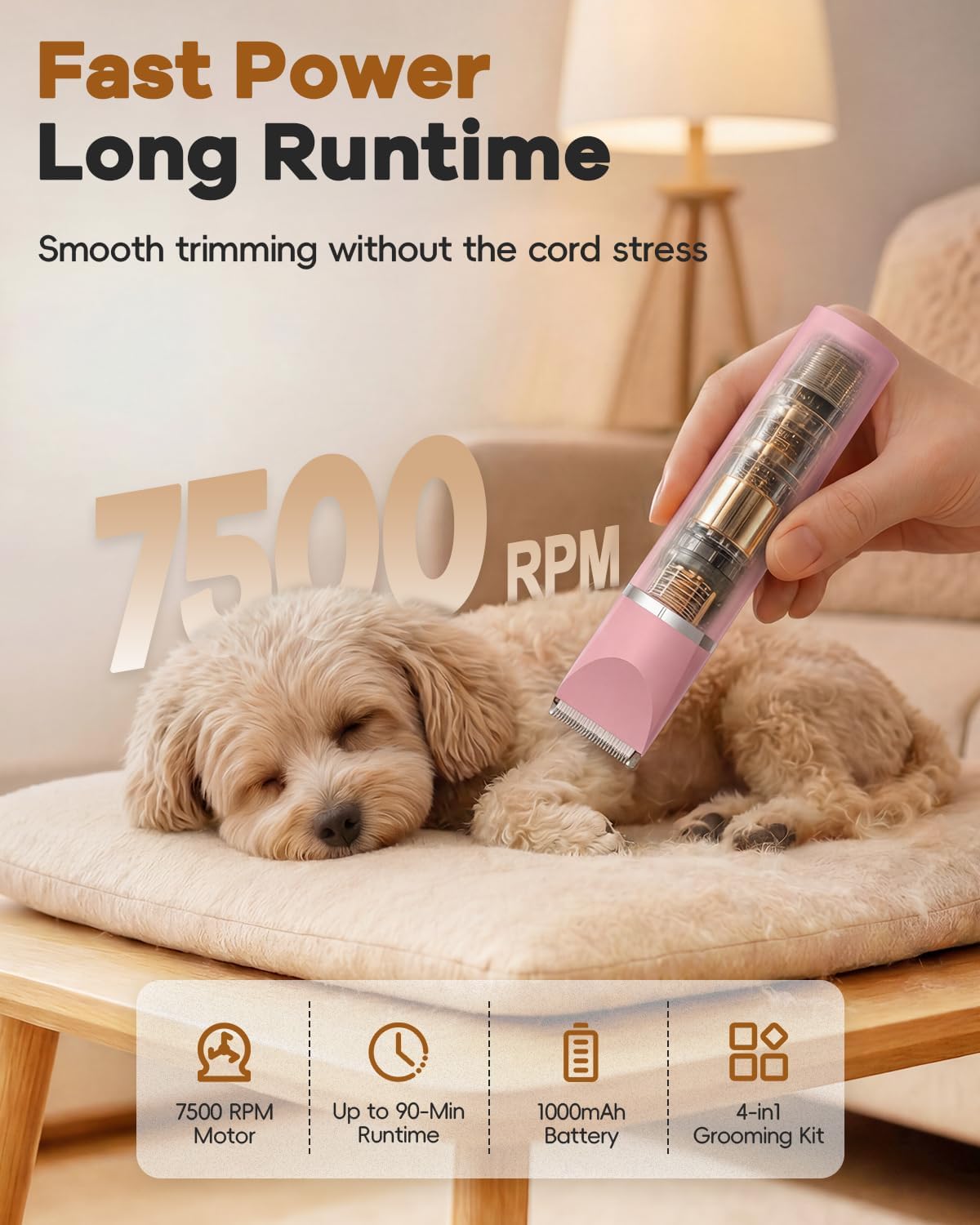 Veeconn 4 in 1 Dog Clippers Grooming Kit with Paw Hair Trimmer for Cat Pet