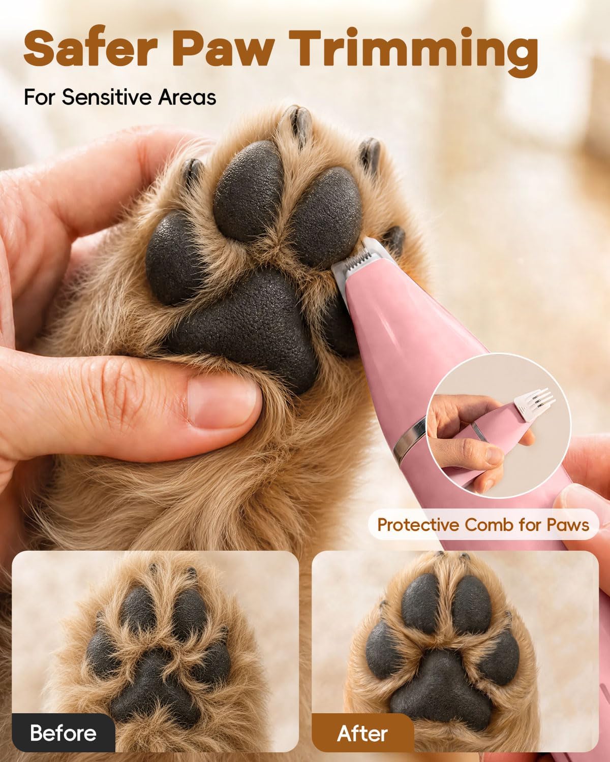 Veeconn 4 in 1 Dog Clippers Grooming Kit with Paw Hair Trimmer for Cat Pet
