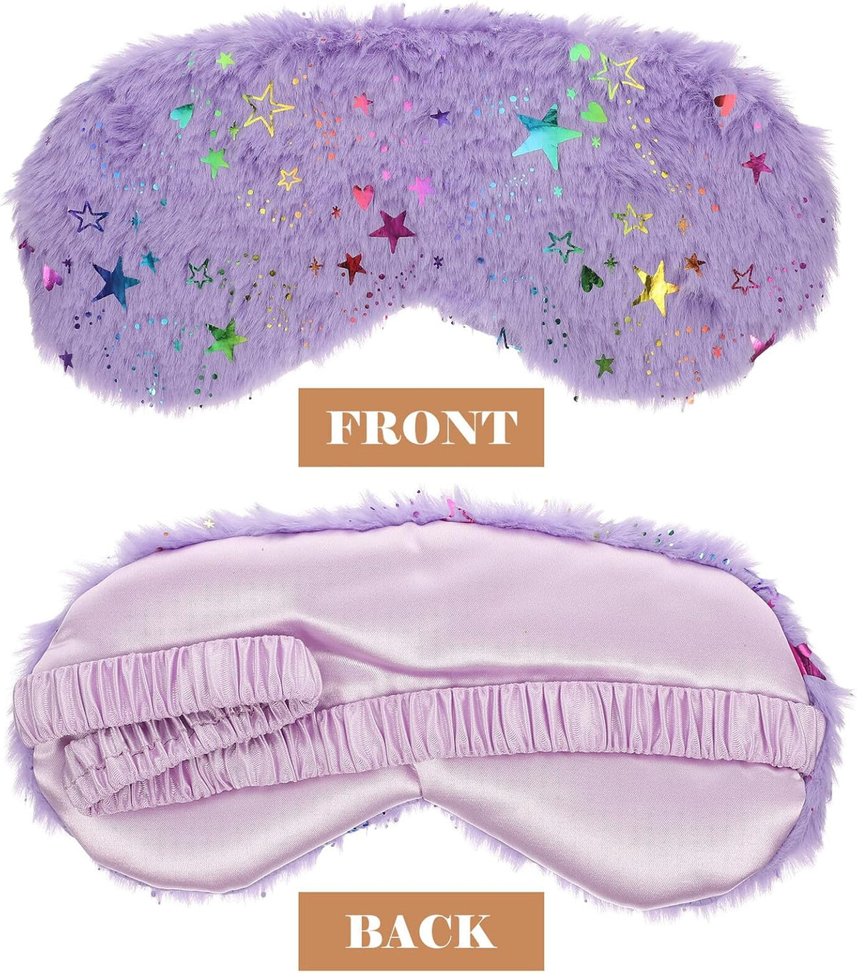 Plush Sleep Eye Masks 4pcs Lightproof Sleeping Masks for Travel Home Office Comfortable Soft Faux Fur Eye Covers with Star Pattern Gray Pink Pearl White Purple