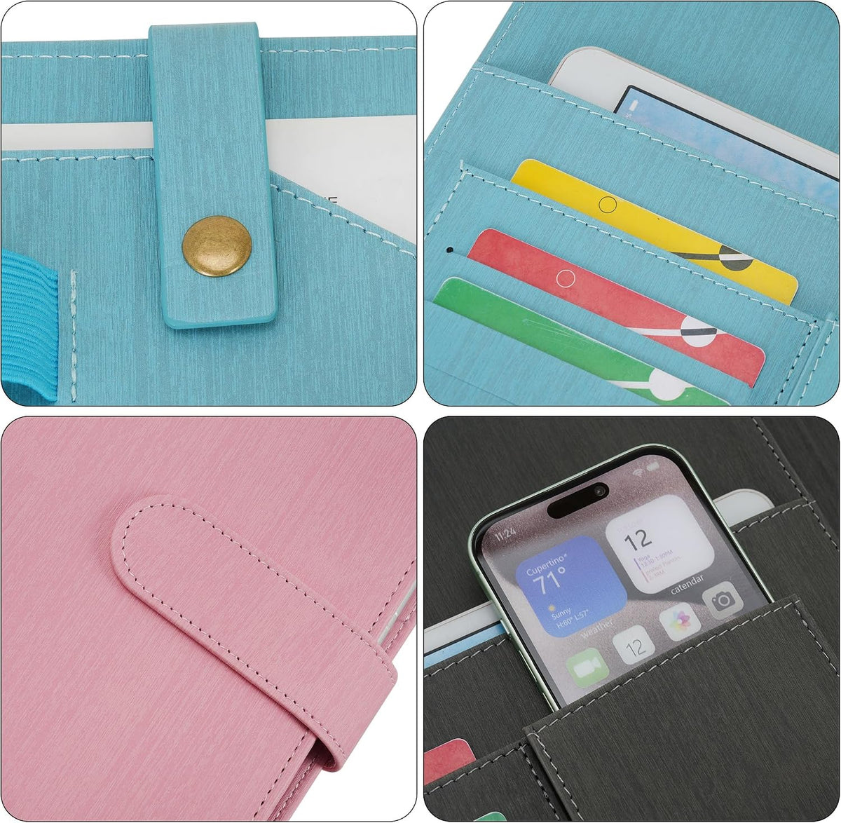 A4 PU Leather Portfolio Holder Ring File Document Case with Removable Binder Clipboard, Multi Pocket and Legal Pad for Business Organizer Interview and Meeting (Pink)