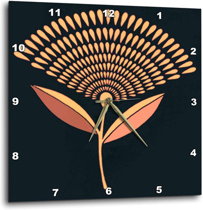 Mid Century Modern Dandelion Seed Head in Coral and Pink 10x10 Wall Clock