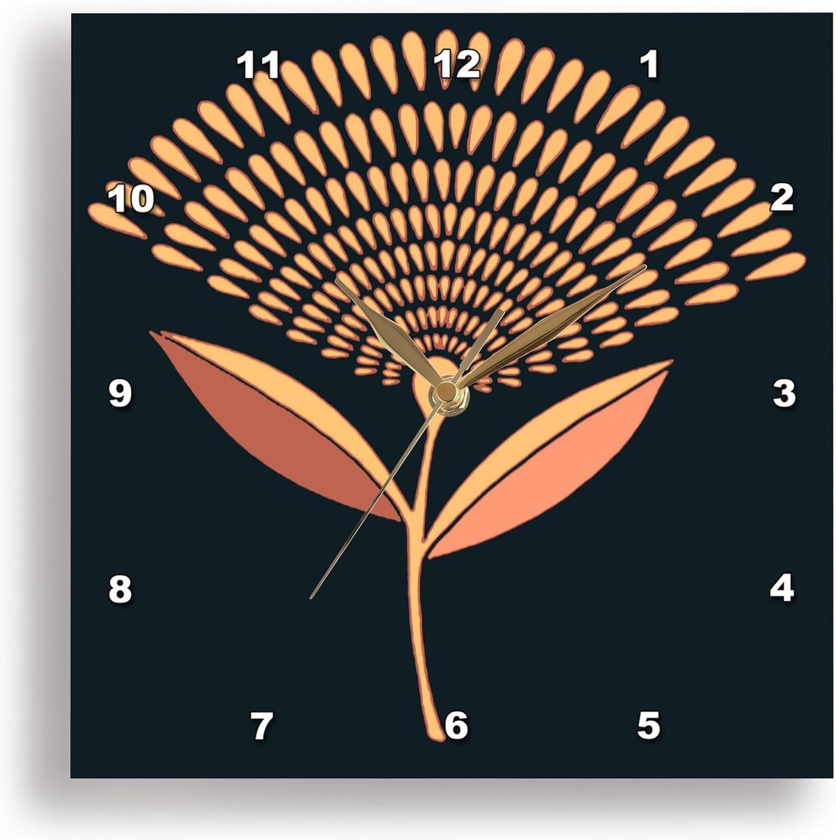 Mid Century Modern Dandelion Seed Head in Coral and Pink 10x10 Wall Clock