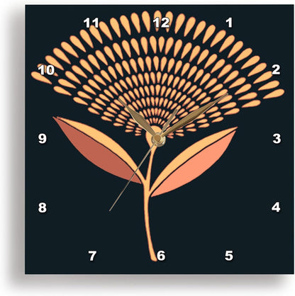 Mid Century Modern Dandelion Seed Head in Coral and Pink 10x10 Wall Clock