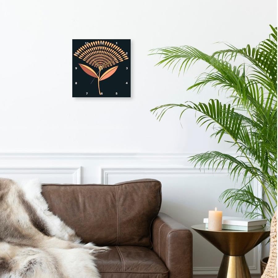 Mid Century Modern Dandelion Seed Head in Coral and Pink 10x10 Wall Clock