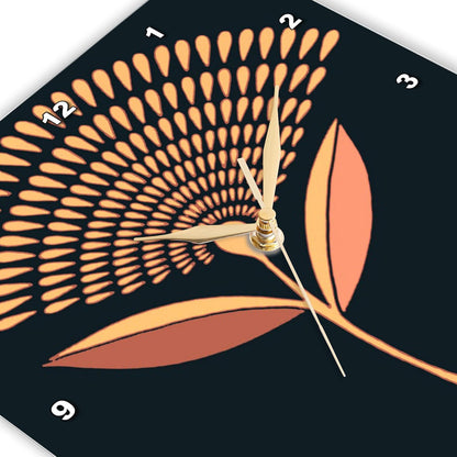 Mid Century Modern Dandelion Seed Head in Coral and Pink 10x10 Wall Clock