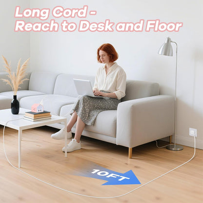 Lovely-Pink Power Strip with Night Light, Kawaii USB C Desk Accessories