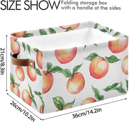Peach Storage Basket Bin Canvas Fabric Organizer Toys Basket with Handles for Home Office Nursery, Clothes, Gifts, 2 Pcs