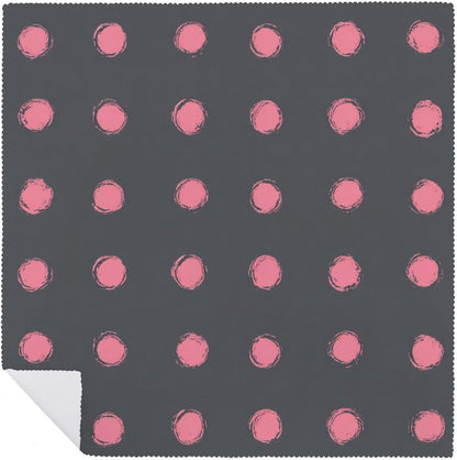 Cloth Napkins Set of 6, Light Pink Polka Dots in Grid on Solid Dark Gray Square Premium Reusable Washable Polyester Table Linen Napkin