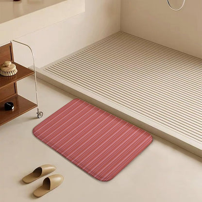 Trendy & Cute Pink Stripes Bath Mat Rug 24x16, Ultra Soft Bathroom Rug, Non Slip and Absorbent Bath Rug Carpet for Bathroom Floor, Tub and Shower