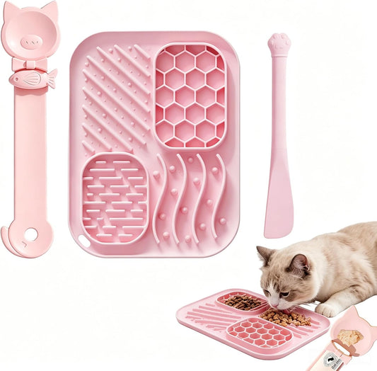 3-Piece Slow Feeder Cat Bowl Set with Strong Suction Cups