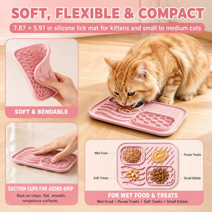 3-Piece Slow Feeder Cat Bowl Set with Strong Suction Cups