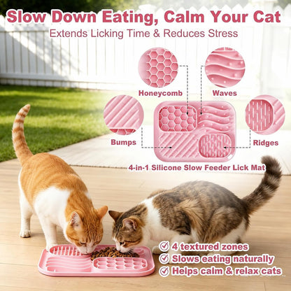 3-Piece Slow Feeder Cat Bowl Set with Strong Suction Cups